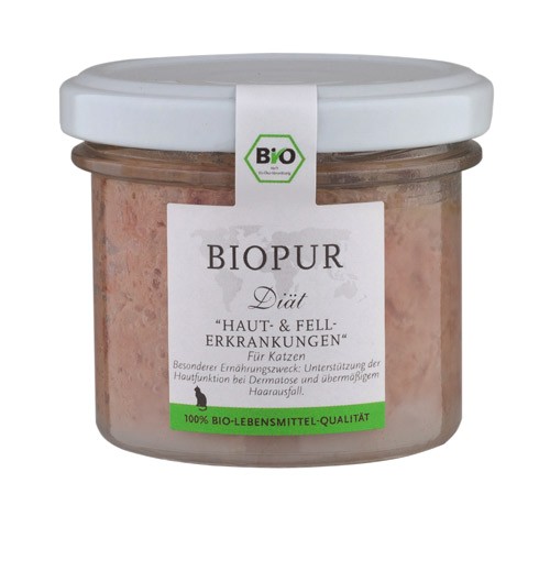 BIOPUR Katzen-Diät Haut- und Fellerkrankungen 100g Glas