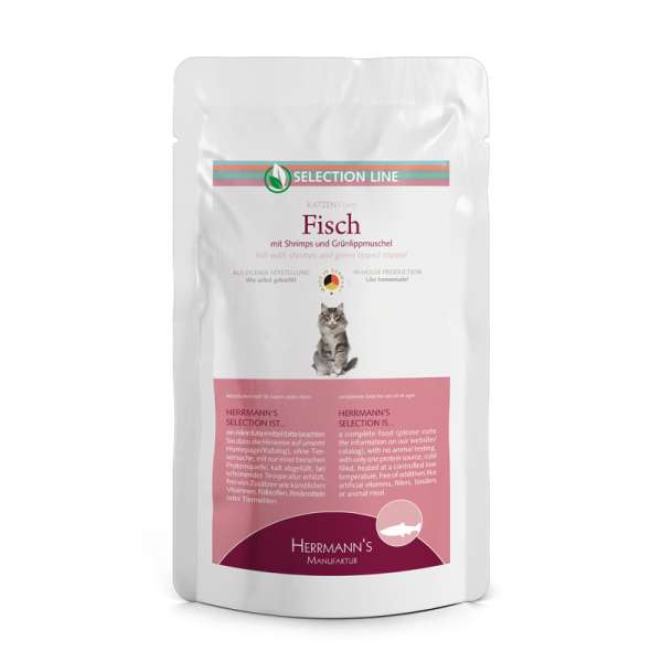 Herrmanns Fisch mit Shrimps und Grünlippmuschel für die Katze