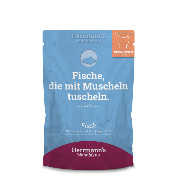 Herrmanns Fisch mit Shrimps und Grünlippmuschel für die Katze