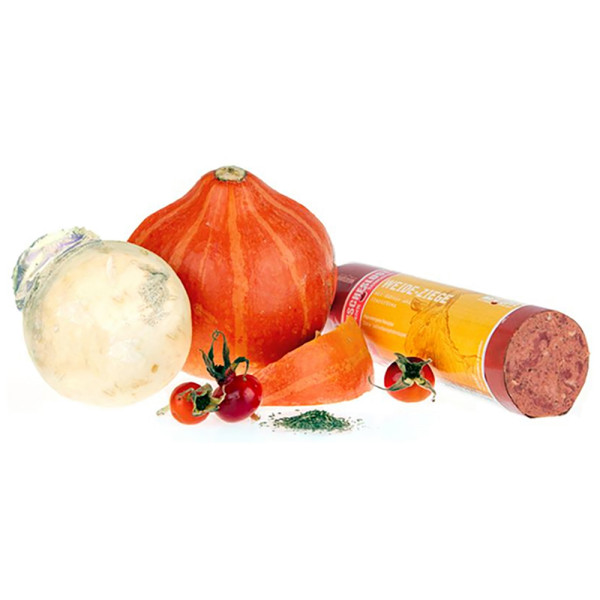 Fleischeslust Weide-Ziege mit Kürbis