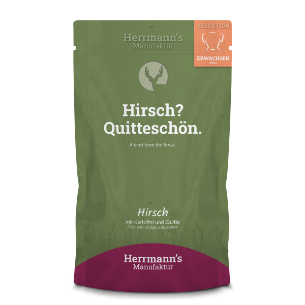 Herrmanns Hirsch mit Kartoffel und Quitte