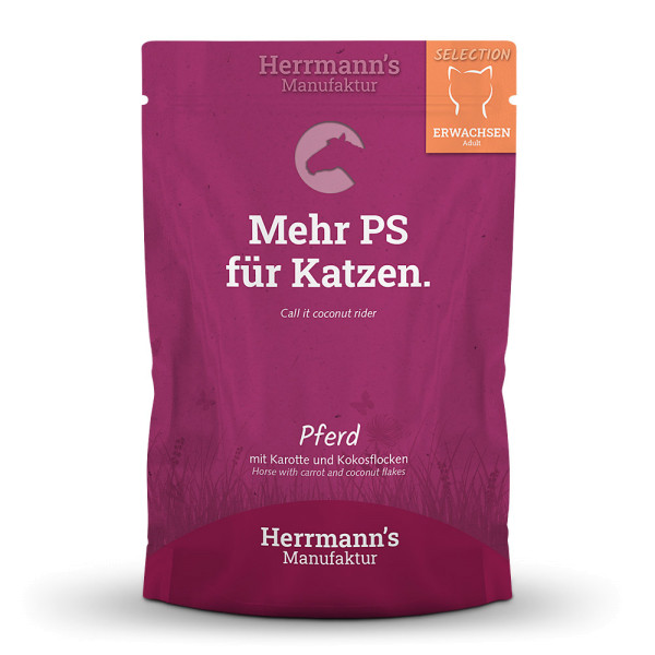 Herrmanns Katze Pferd mit Karotte und Kokosflocken