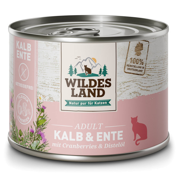 Wildes Land Classic Adult Kalb und Ente 200g Katzenfutter