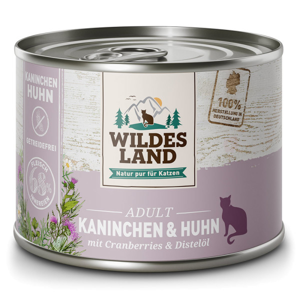 Wildes Land Classic Adult Kaninchen und Huhn 200g Katzenfutter