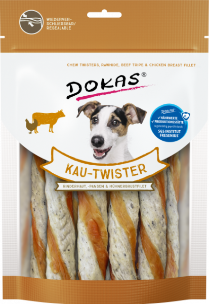 Dokas Kau Twister Rinderhaut mit Pansen und Hühnerbrust 200g