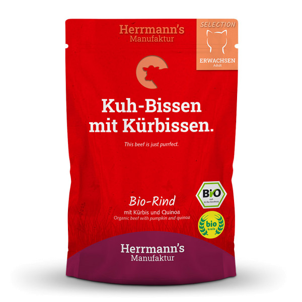 Herrmanns Bio Rind mit Kürbis und Quinoa für die Katze