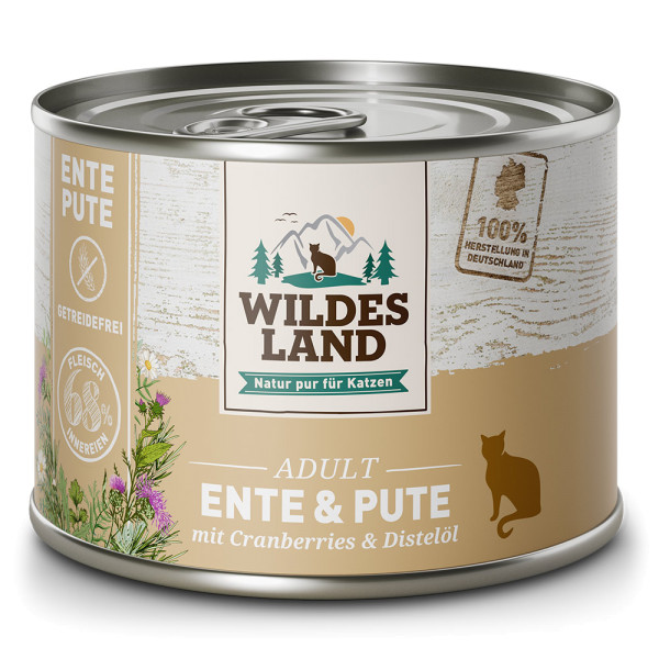 Wildes Land Classic Adult Ente und Pute 200g Katzenfutter