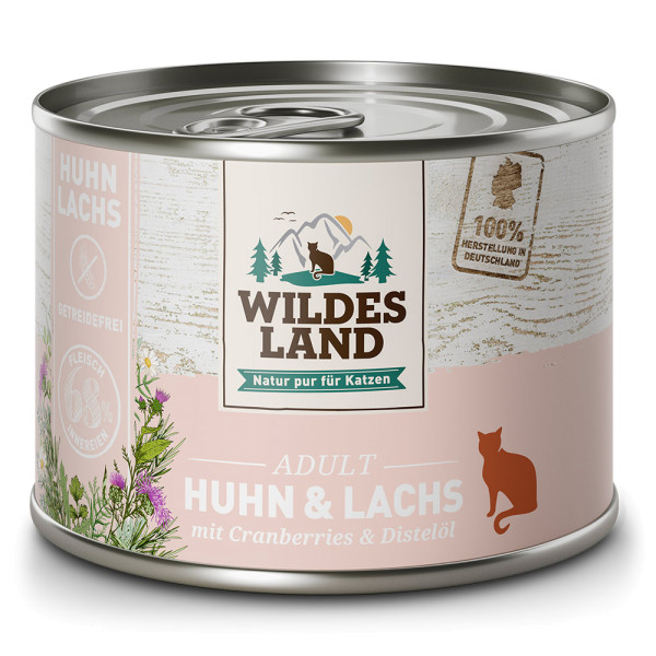 Wildes Land Classic Adult Huhn und Lachs 200g Katzenfutter